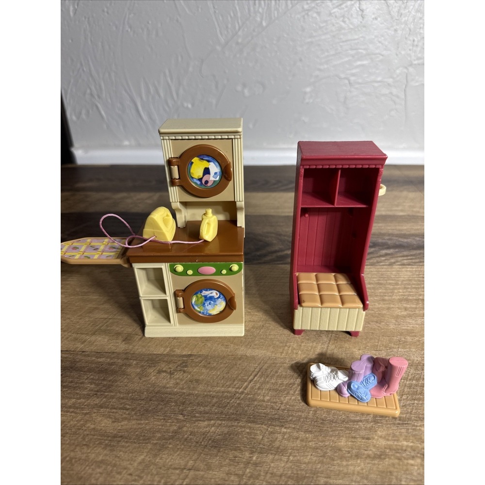 FISHER PRICE 2005 DOLL HOUSE FURNITURE -laundry Room AND Mudroom Sets